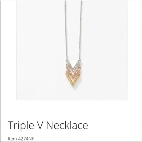 Touchstone Crystal Triple V necklace NWOT - Picture 2 of 4